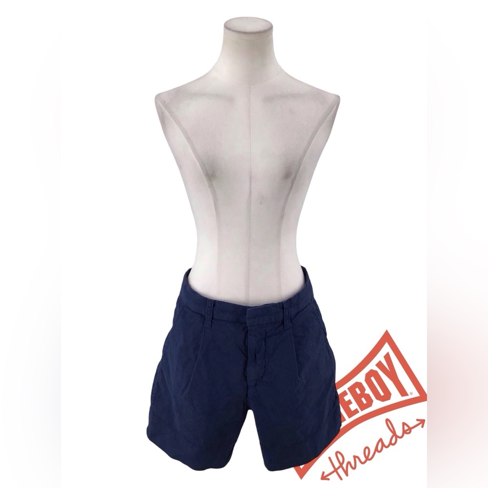 Frank & Eileen Navy Linen Shorts
Size s